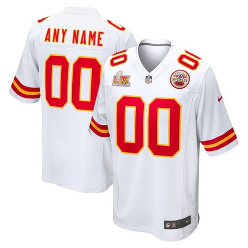 Men's Kansas City ChiefsWhite Super Bowl LIX Custom Game Jersey