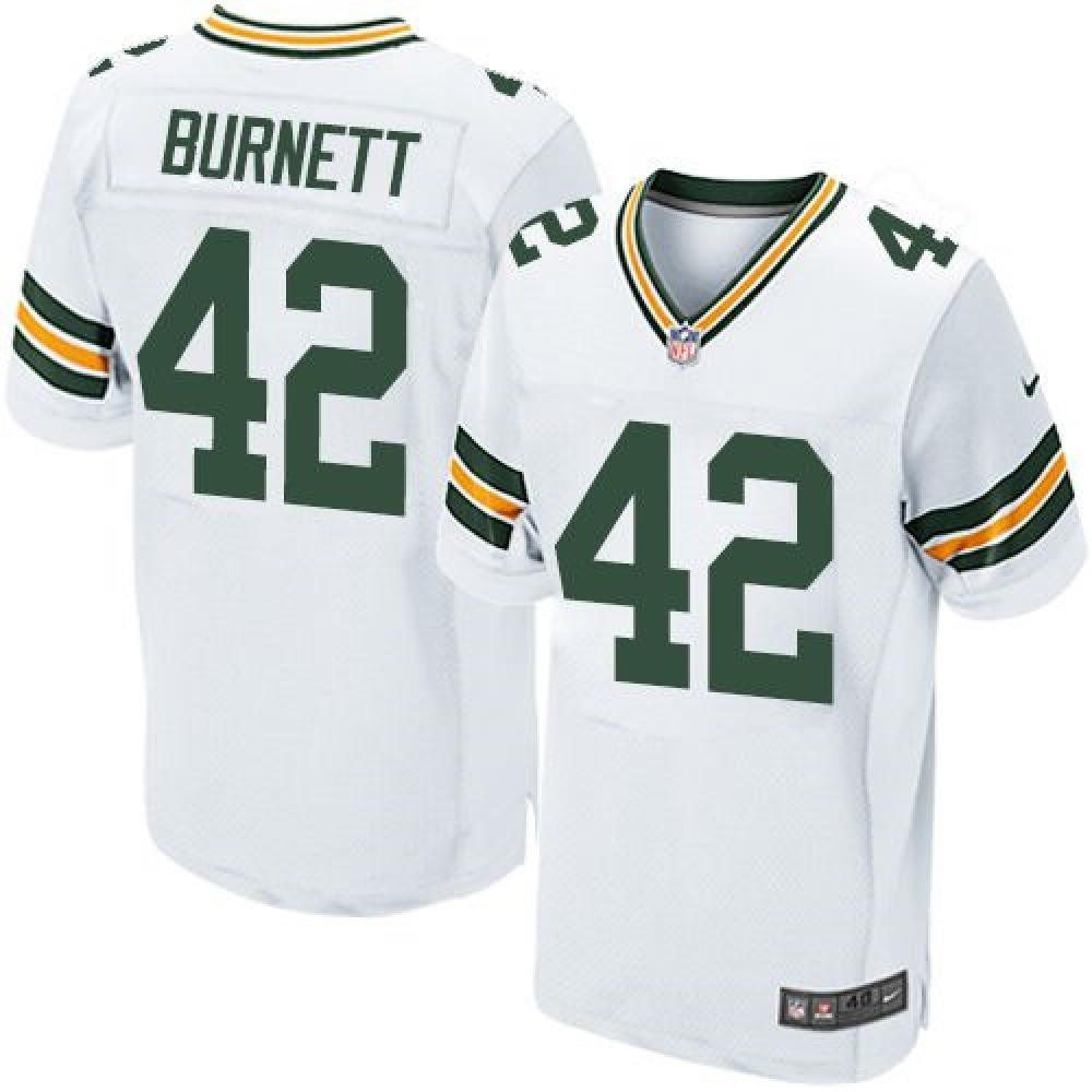 Packers #42 Morgan Burnett White Men's Stitched NFL Elite Jersey