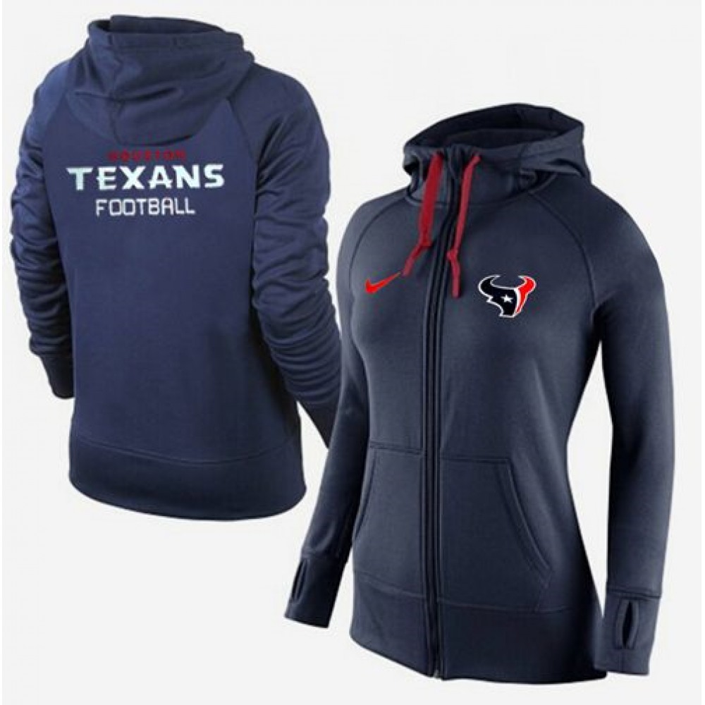 Women'sHouston Texans Full-Zip Performance Hoodie Dark Blue