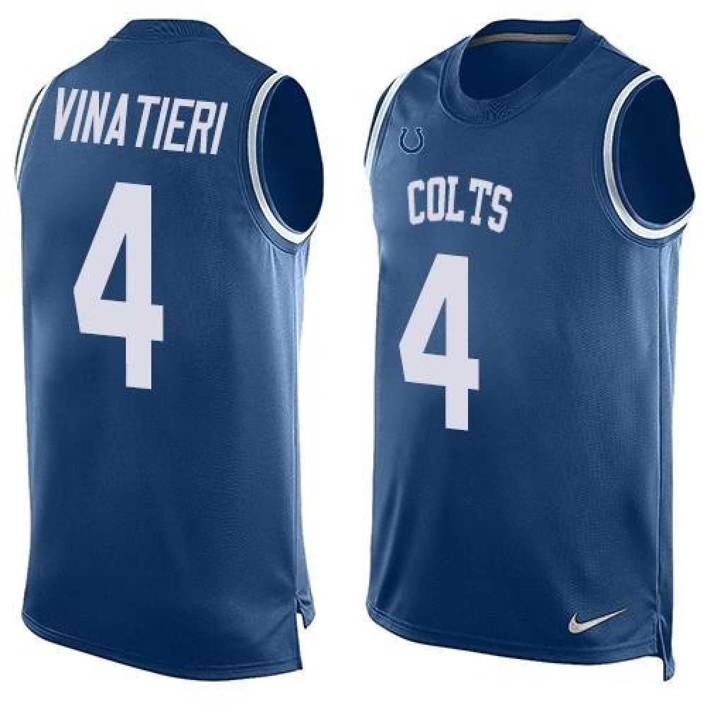 Colts #4 Adam Vinatieri Royal Blue Team Color Men's Stitched NFL Limited Tank Top Jersey