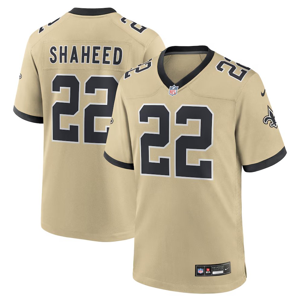Men's New Orleans Saints #22 Rashid Shaheed Nike Gold Gameday Golds Alternate Game Player Jersey