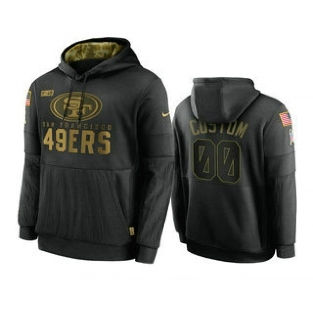 Men's San Francisco 49ers ACTIVE PLAYER Custom 2020 Black Salute To Service Sideline Performance Pullover Hoodie
