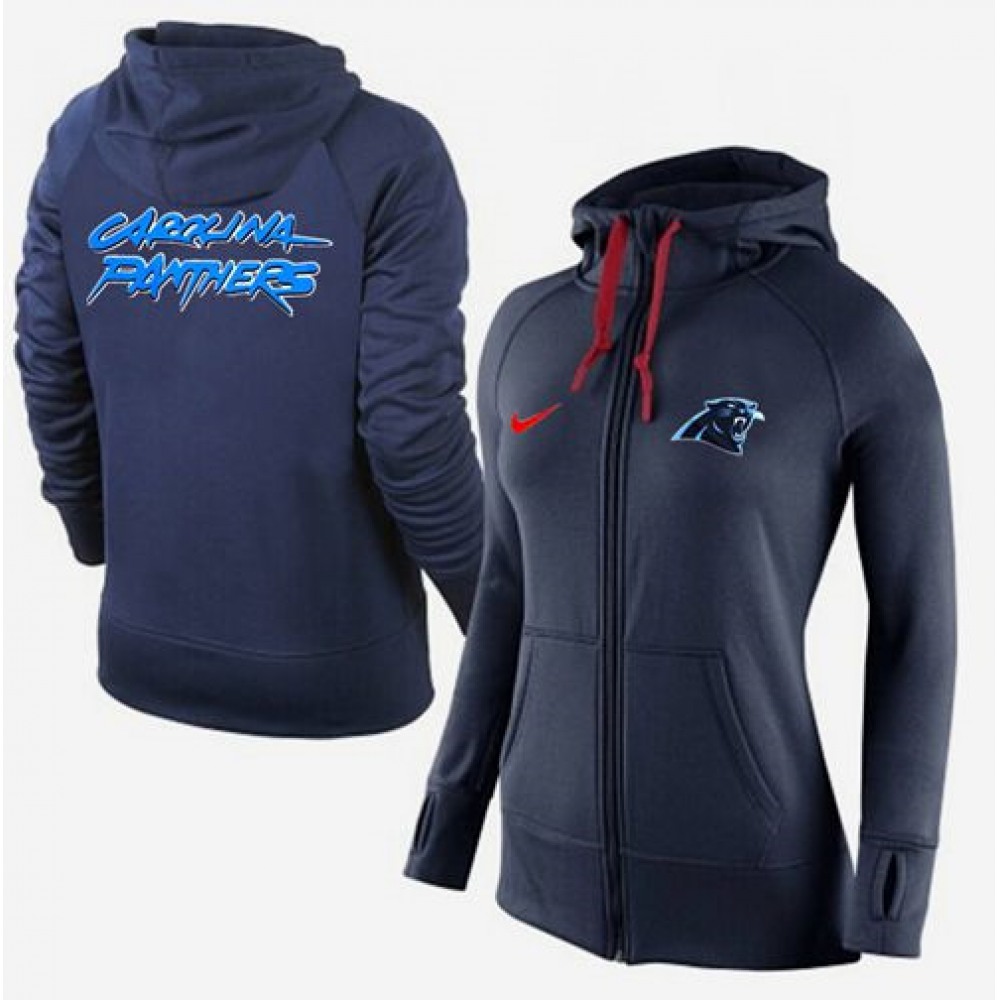 Women'sCarolina Panthers Full-Zip Performance Hoodie Dark Blue