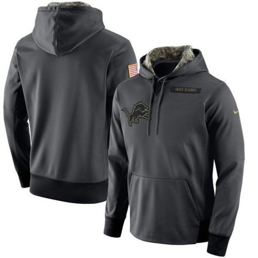 Men's Detroit LionsAnthracite Salute to Service Player Performance Hoodie