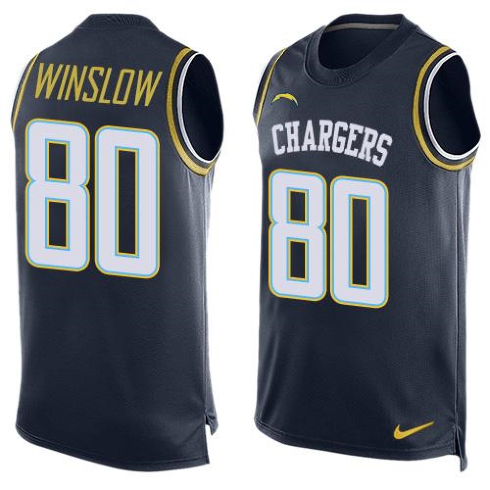 Chargers #80 Kellen Winslow Navy Blue Team Color Men's Stitched NFL Limited Tank Top Jersey