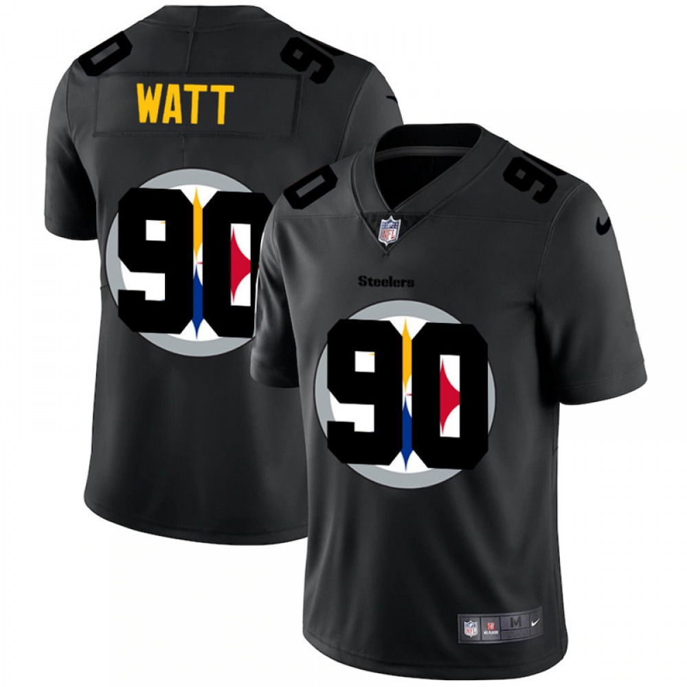 Men's Pittsburgh Steelers #90 T. J. Watt 2020 Black Shadow Logo Limited Stitched Jersey