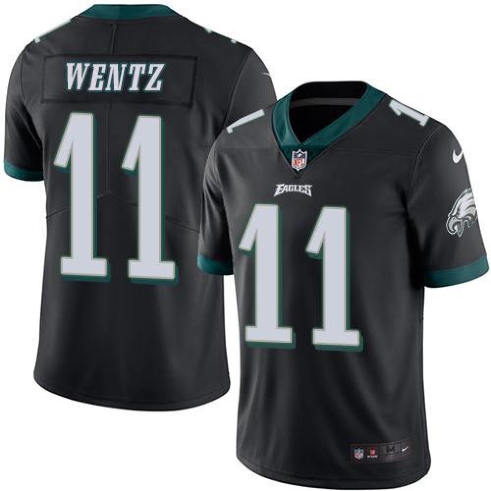 Eagles #11 Carson Wentz Black Men's Stitched NFL Limited Rush Jersey
