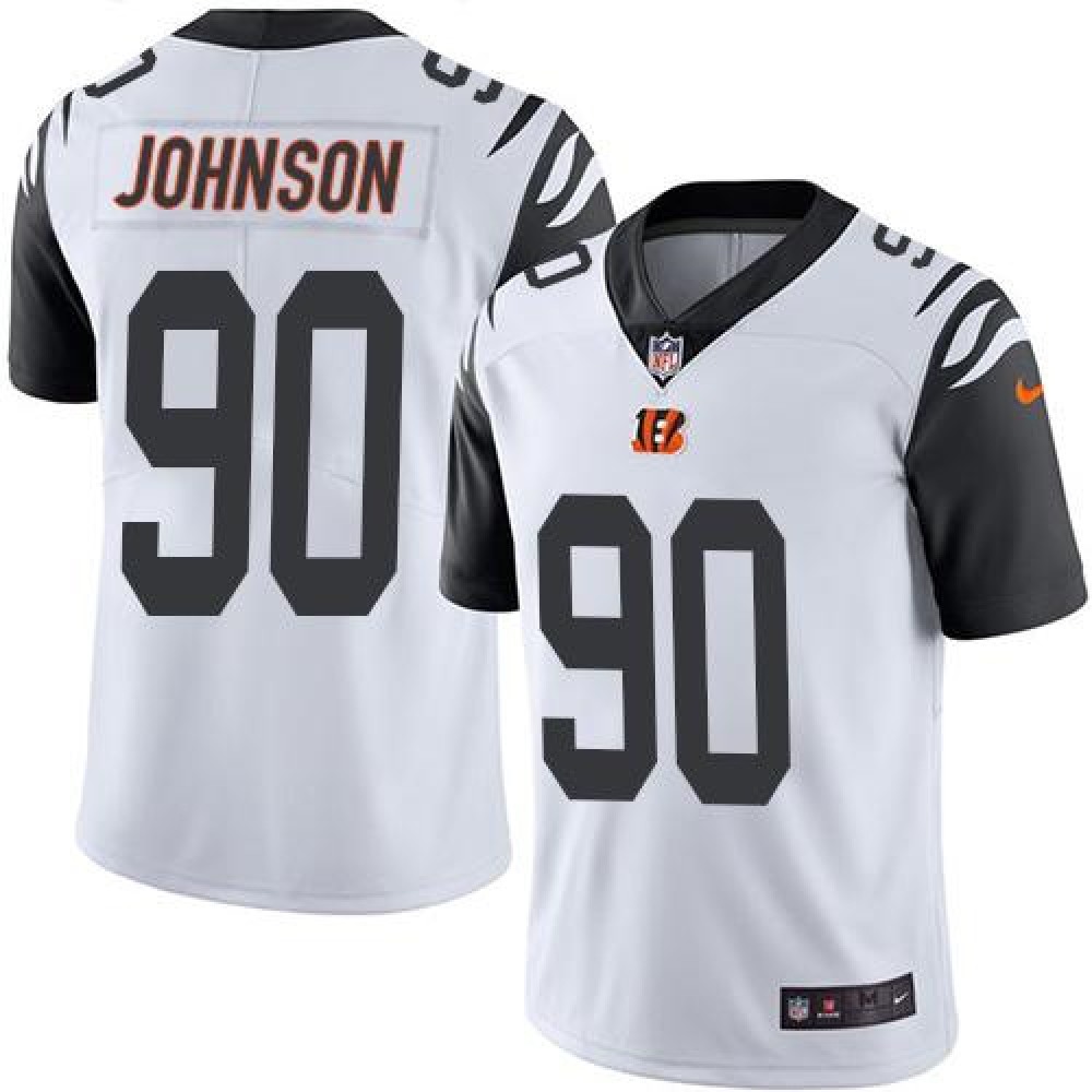 Bengals #90 Michael Johnson White Men's Stitched NFL Limited Rush Jersey
