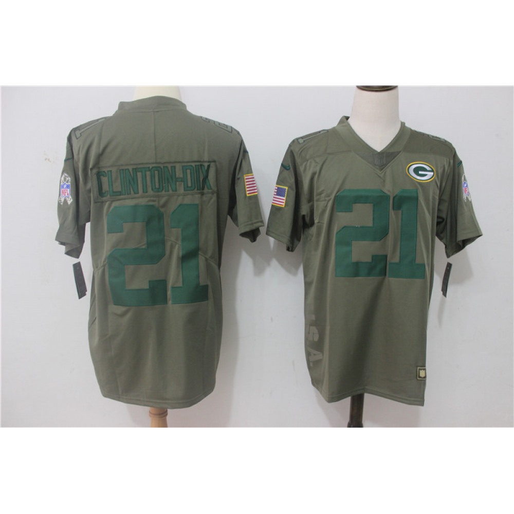 Men'sGreen Bay Packers #21 Ha Ha Clinton-Dix Olive Salute To Service Limited Stitched NFL Jersey