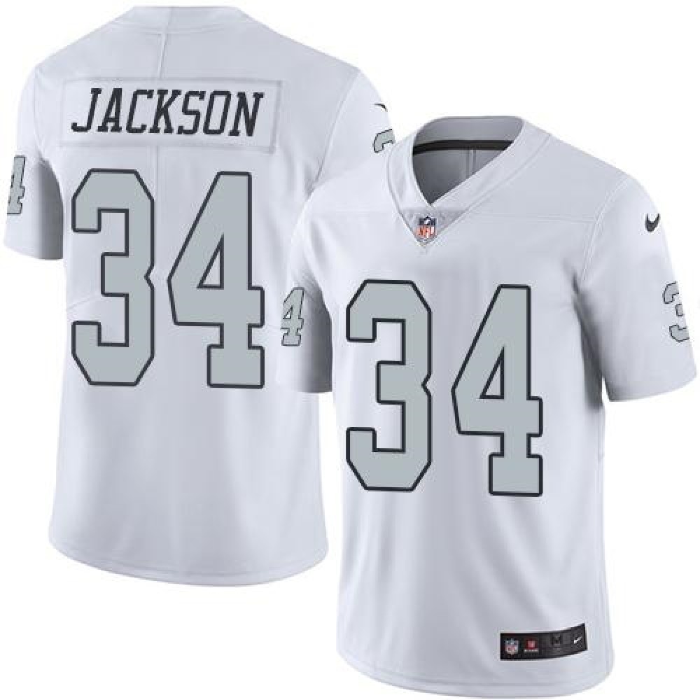 Raiders #34 Bo Jackson White Men's Stitched NFL Limited Rush Jersey