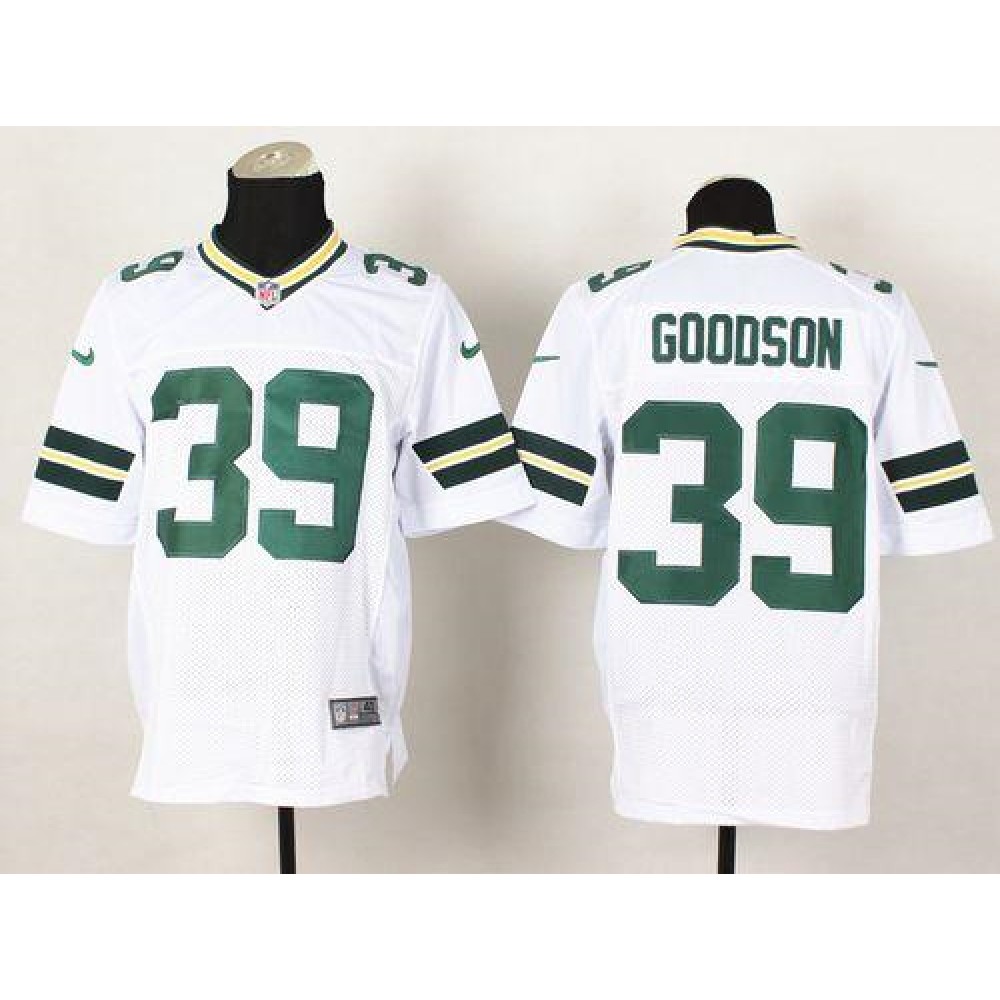 Packers #39 Demetri Goodson White Men's Stitched NFL Elite Jersey