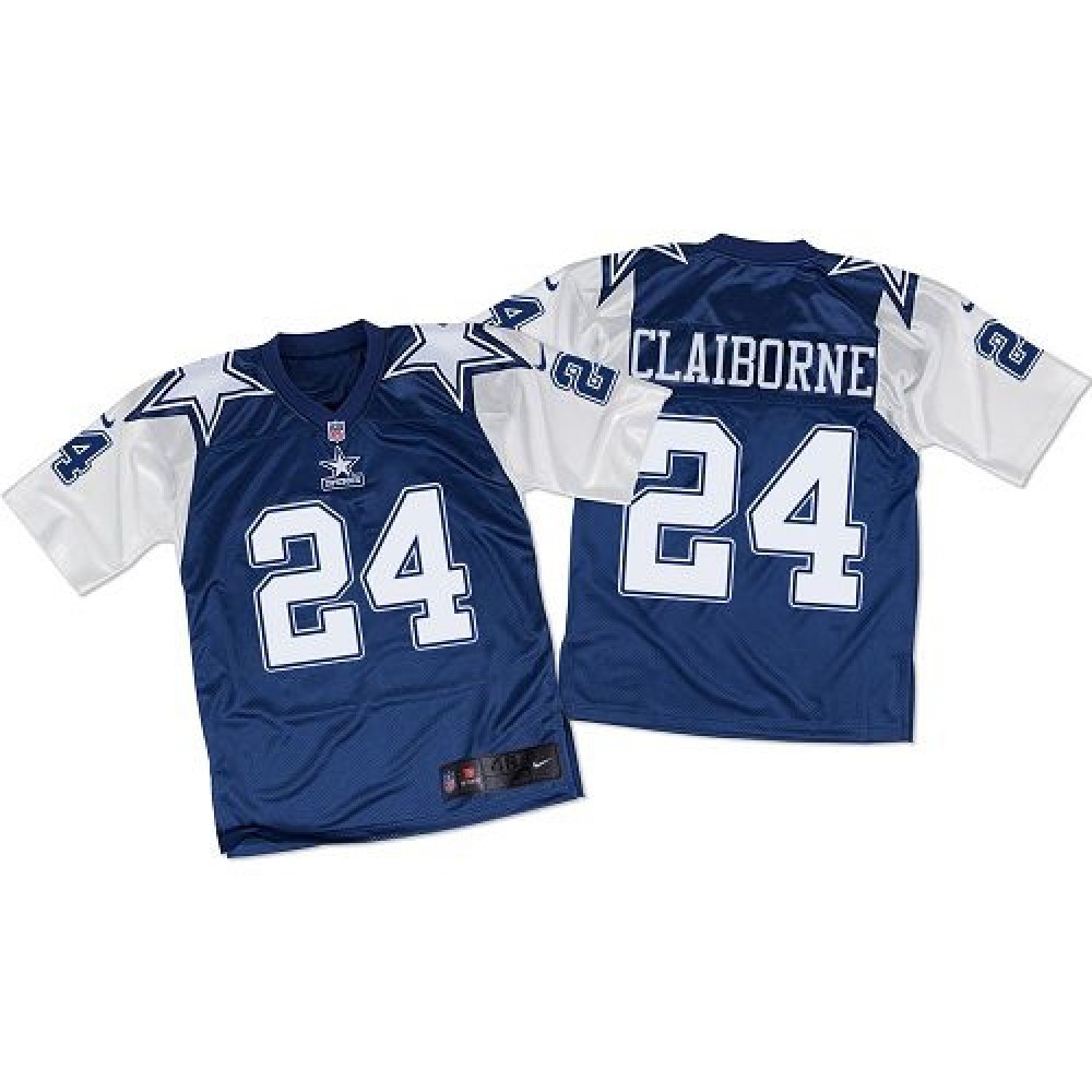 Cowboys #24 Morris Claiborne Navy Blue/White Throwback Men's Stitched NFL Elite Jersey