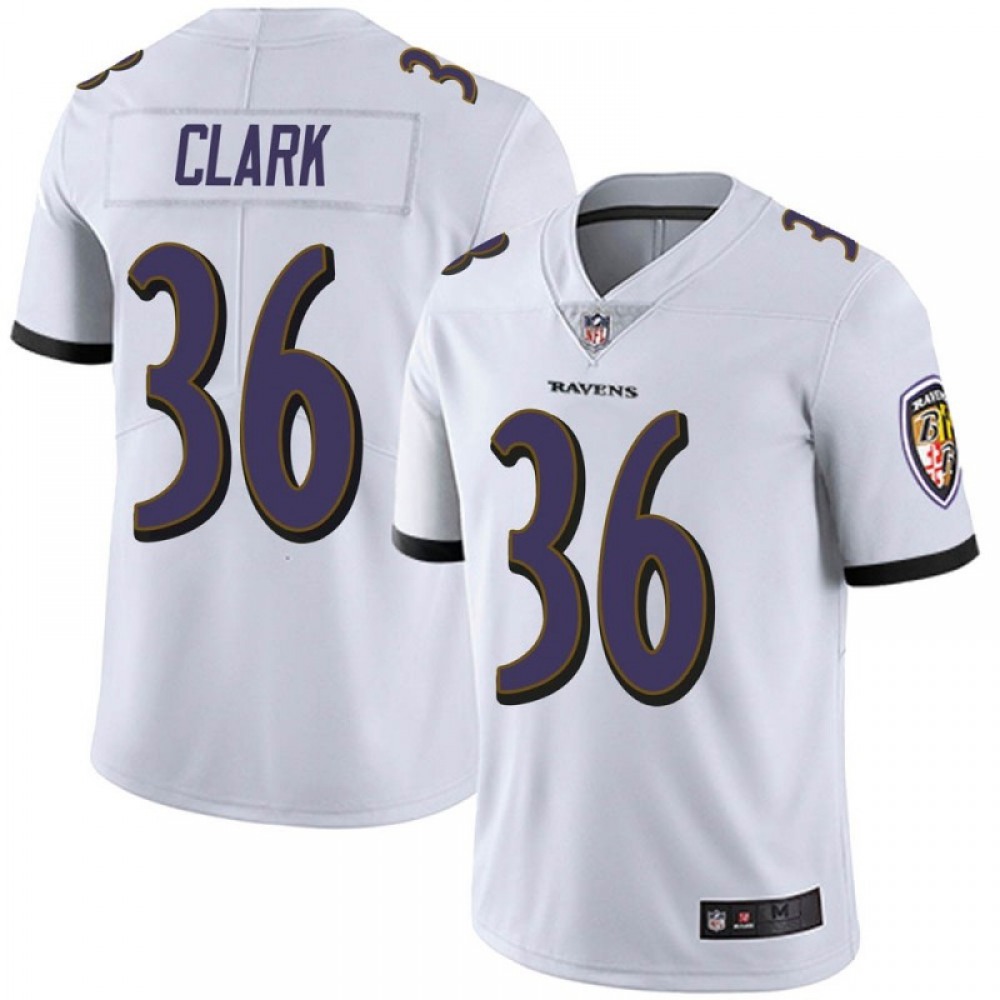 Men's Baltimore Ravens #36 Chuck Clark White Vapor Untouchable Limited Jersey