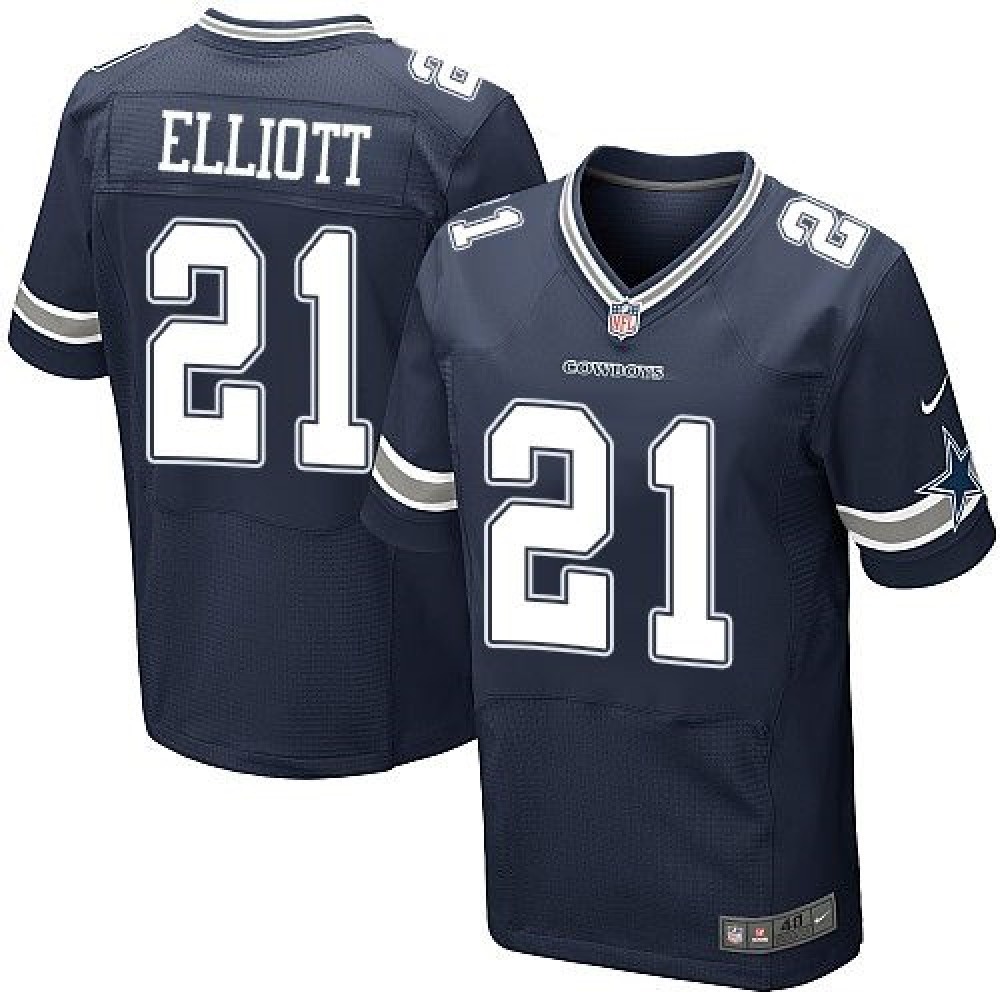 Cowboys #21 Ezekiel Elliott Navy Blue Team Color Men's Stitched NFL Elite Jersey