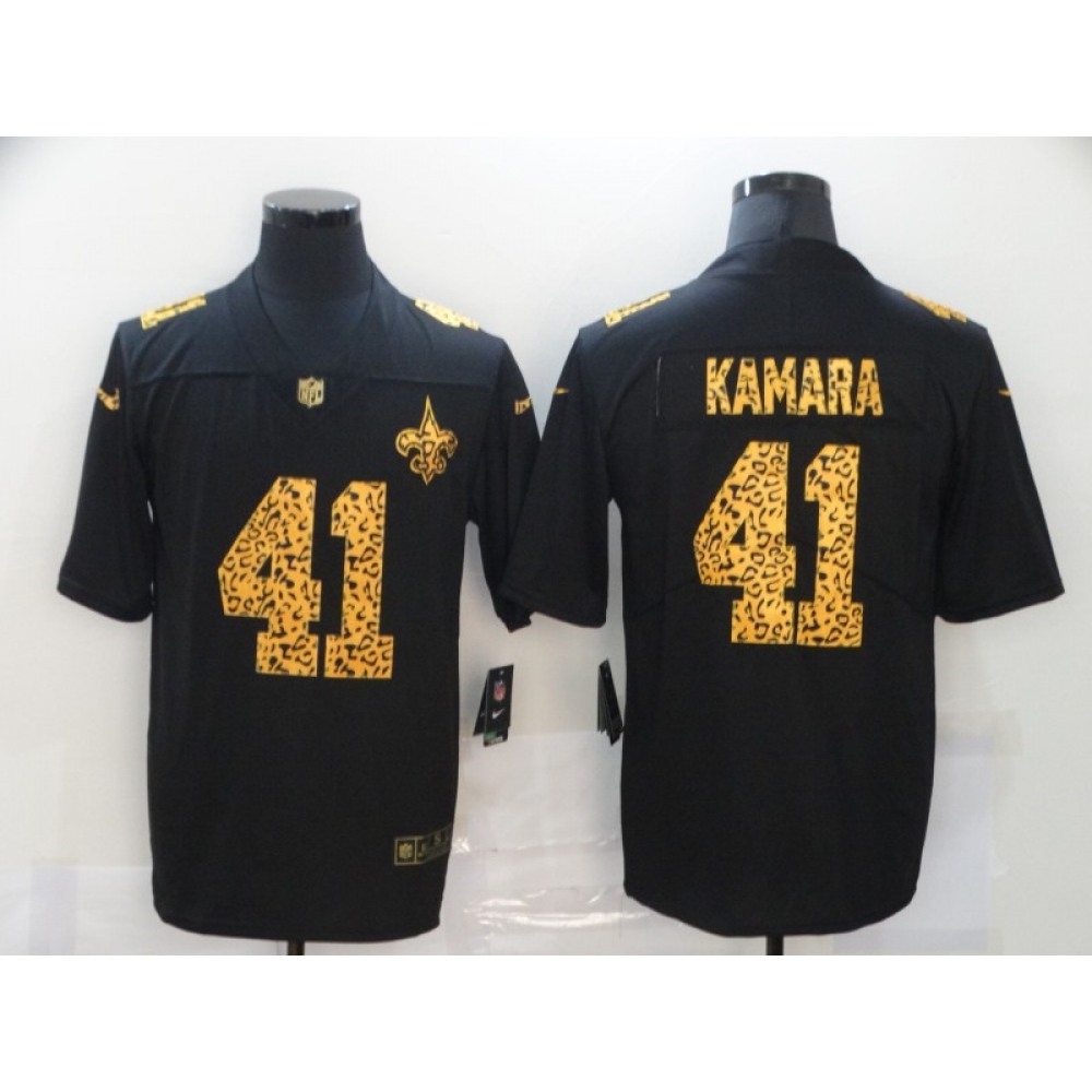 Men's New Orleans Saints #41 Alvin Kamara 2020 Black Leopard Print Fashion Limited Stitched Jersey