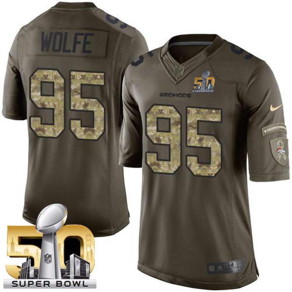 Broncos #95 Derek Wolfe Green Super Bowl 50 Men's Stitched NFL Limited Salute To Service Jersey