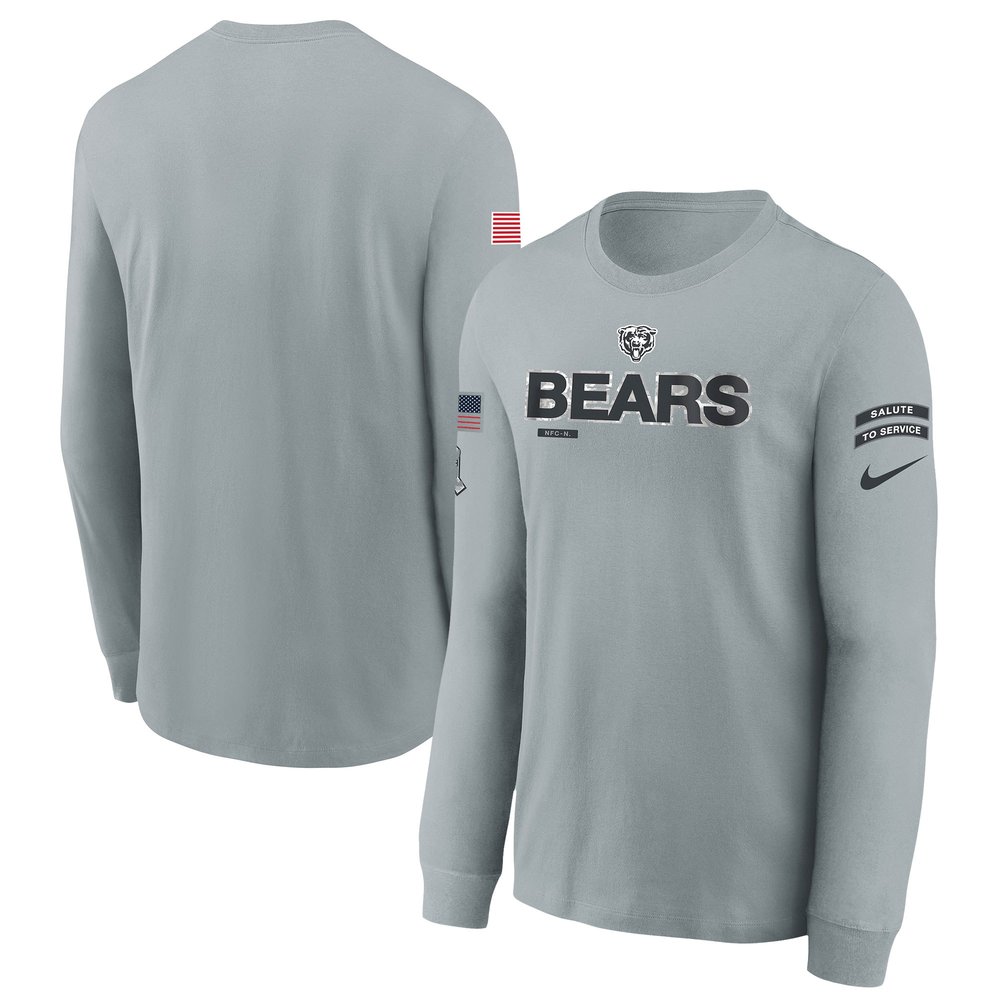 Youth Chicago BearsGray 2024 Salute To Service Long Sleeve T-Shirt