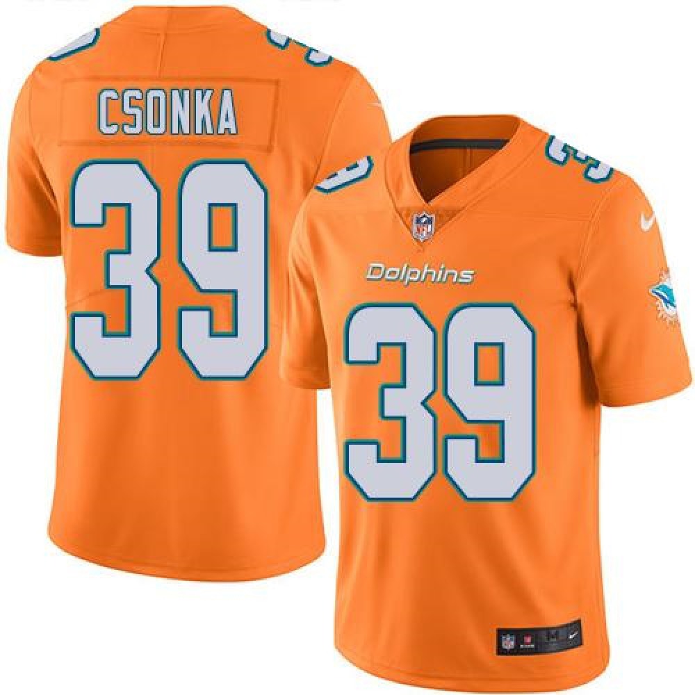 Dolphins #39 Larry Csonka Orange Men's Stitched NFL Limited Rush Jersey