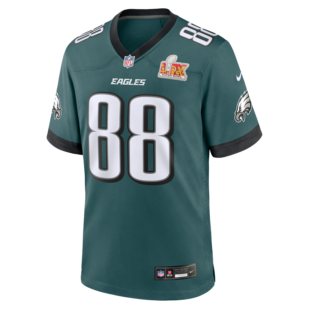 🔥Champ Combo Sale - Philadelphia Eagles Dallas Goedert Nike Midnight Green Super Bowl LIX Game Jersey & New Era Gray/Charcoal Super Bowl LIX Champions Adjustable Hat