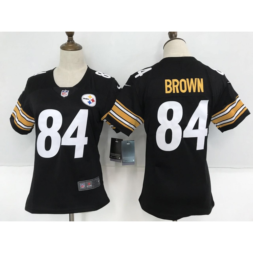 Women'sPittsburgh Steelers #84 Antonio Brown Black Team Color Stitched NFL Vapor Untouchable Limited Jersey
