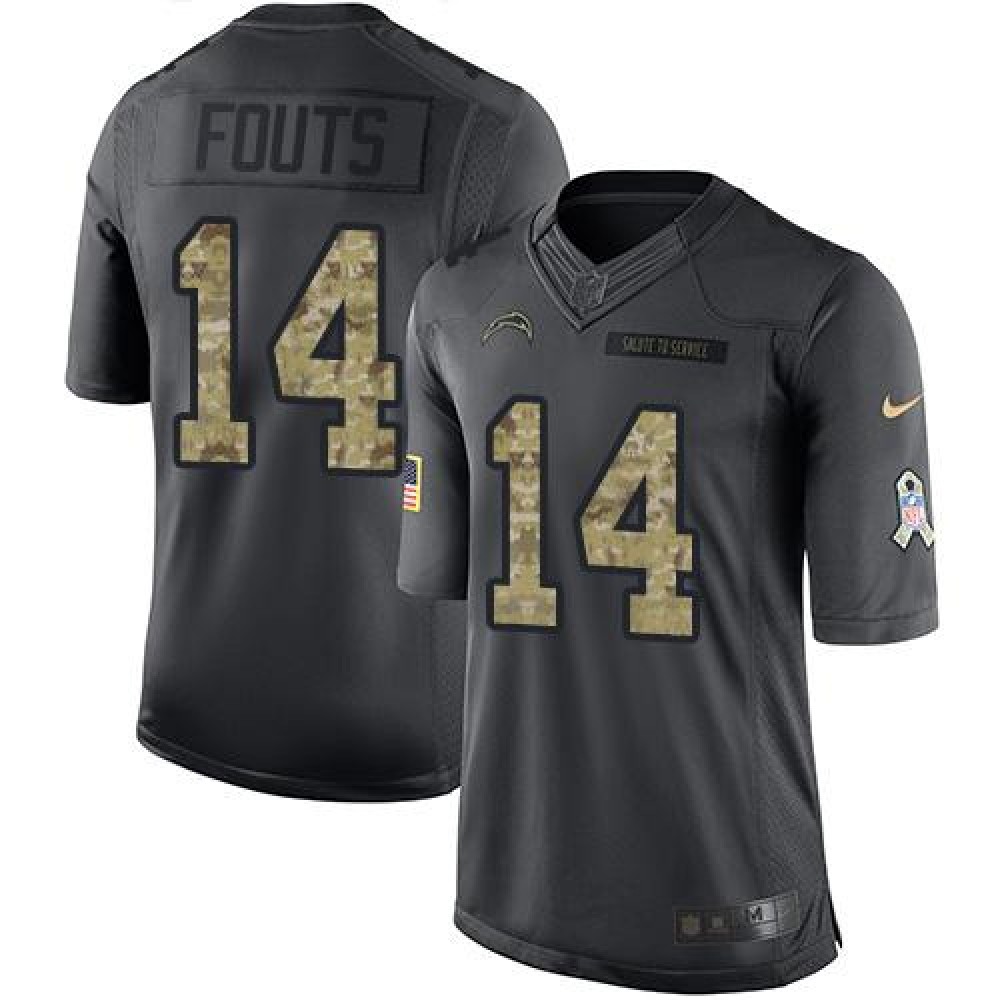 Chargers #14 Dan Fouts Black Youth Stitched NFL Limited 2016 Salute to Service Jersey