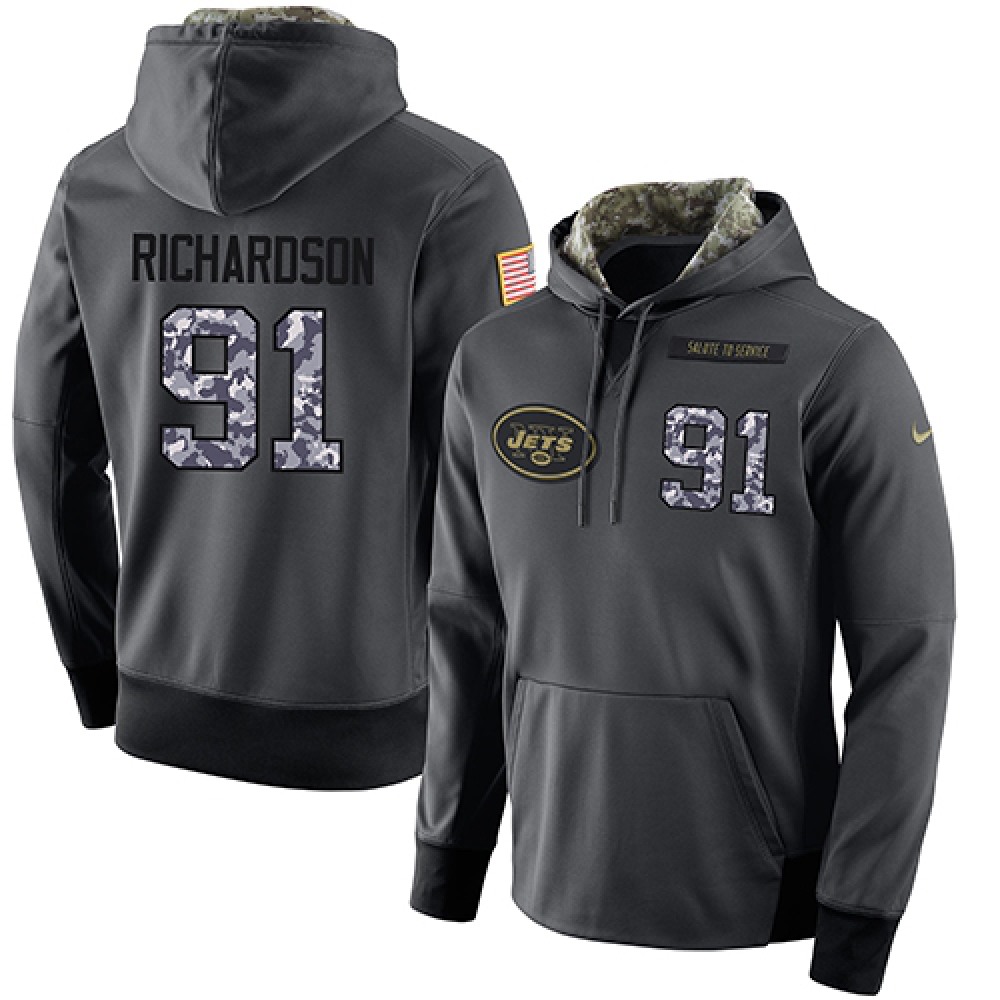 NFL Men'sNew York Jets #91 Sheldon Richardson Stitched Black Anthracite Salute to Service Player Performance Hoodie