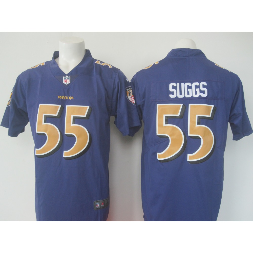 Men'sRavens #55 Terrell Suggs Purple Limited Rush NFL Jersey