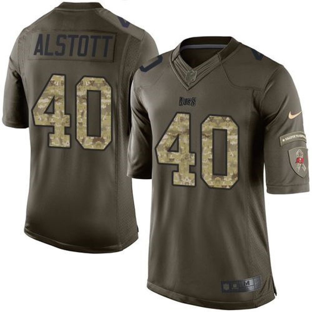Buccaneers #40 Mike Alstott Green Youth Stitched NFL Limited Salute to Service Jersey