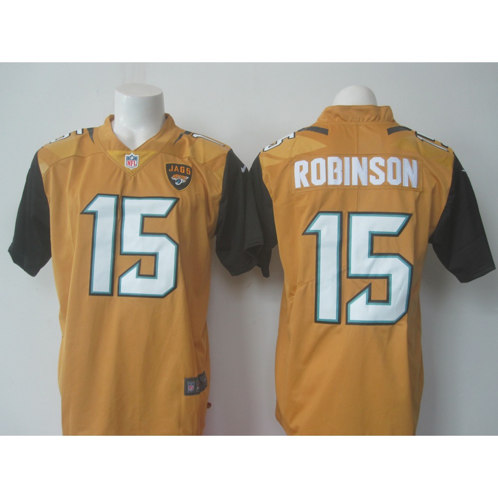 Men'sJaguars #15 Allen Robinson Gold Limited Rush Stitched NFL Jersey