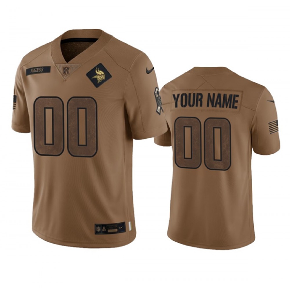 Men's Minnesota Vikings Active Player Custom 2023 Brown Salute To Setvice Limited Stitched Football Jersey