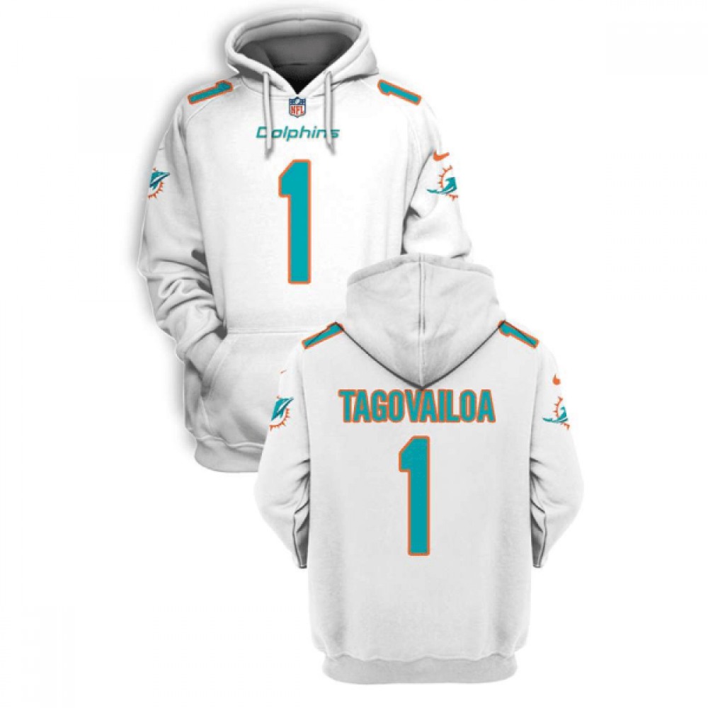 Men's Miami Dolphins Active Player Custom 2021 White Pullover Hoodie