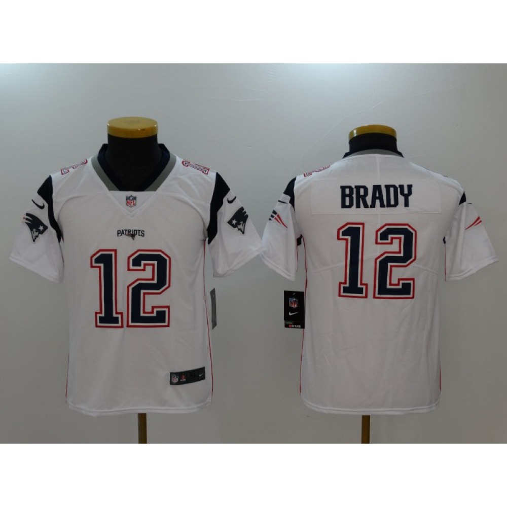 Youth New England Patriots #12 Tom BradyWhite Vapor Untouchable Limited Jersey