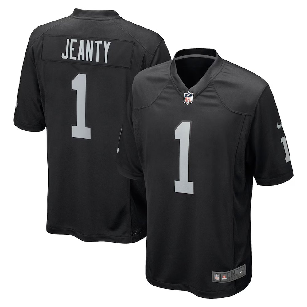 Youth Las Vegas Raiders #1 Ashton Jeanty Nike Black 2025 NFL Draft First Round Pick Game Jersey