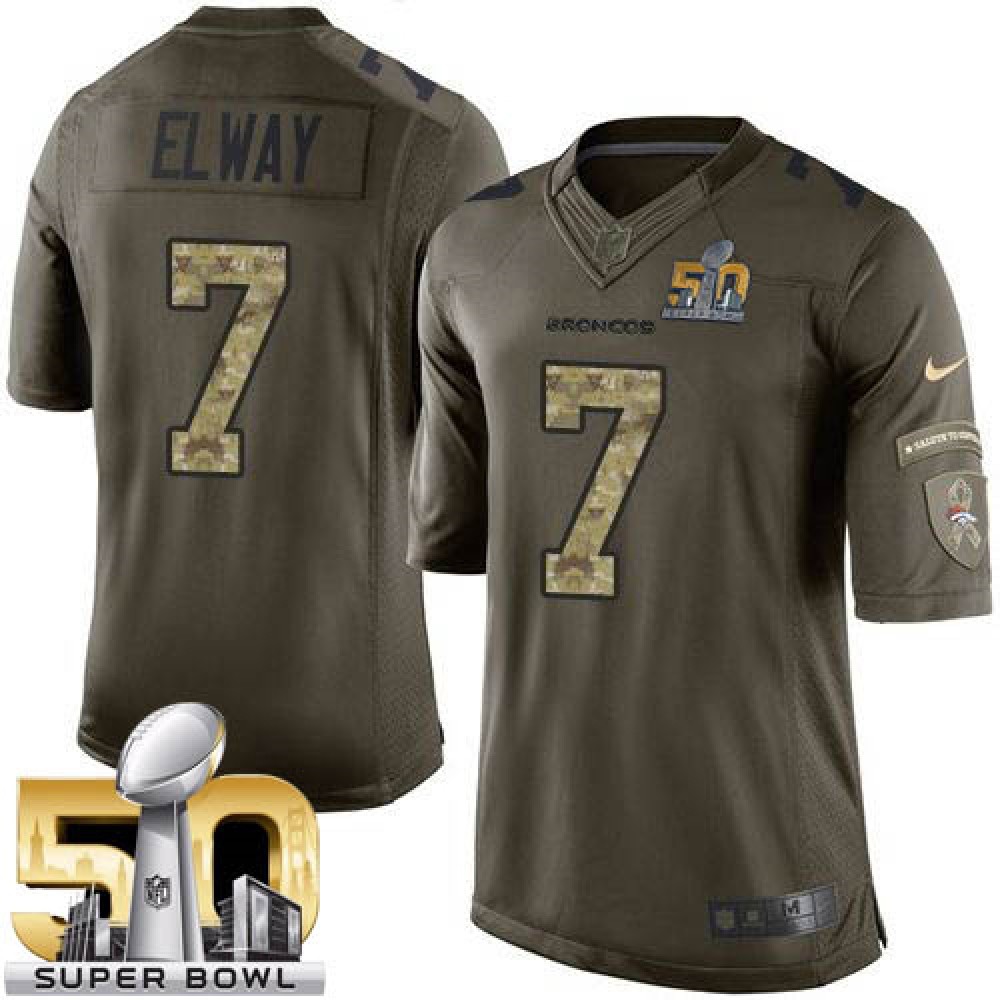 Broncos #7 John Elway Green Super Bowl 50 Youth Stitched NFL Limited Salute to Service Jersey