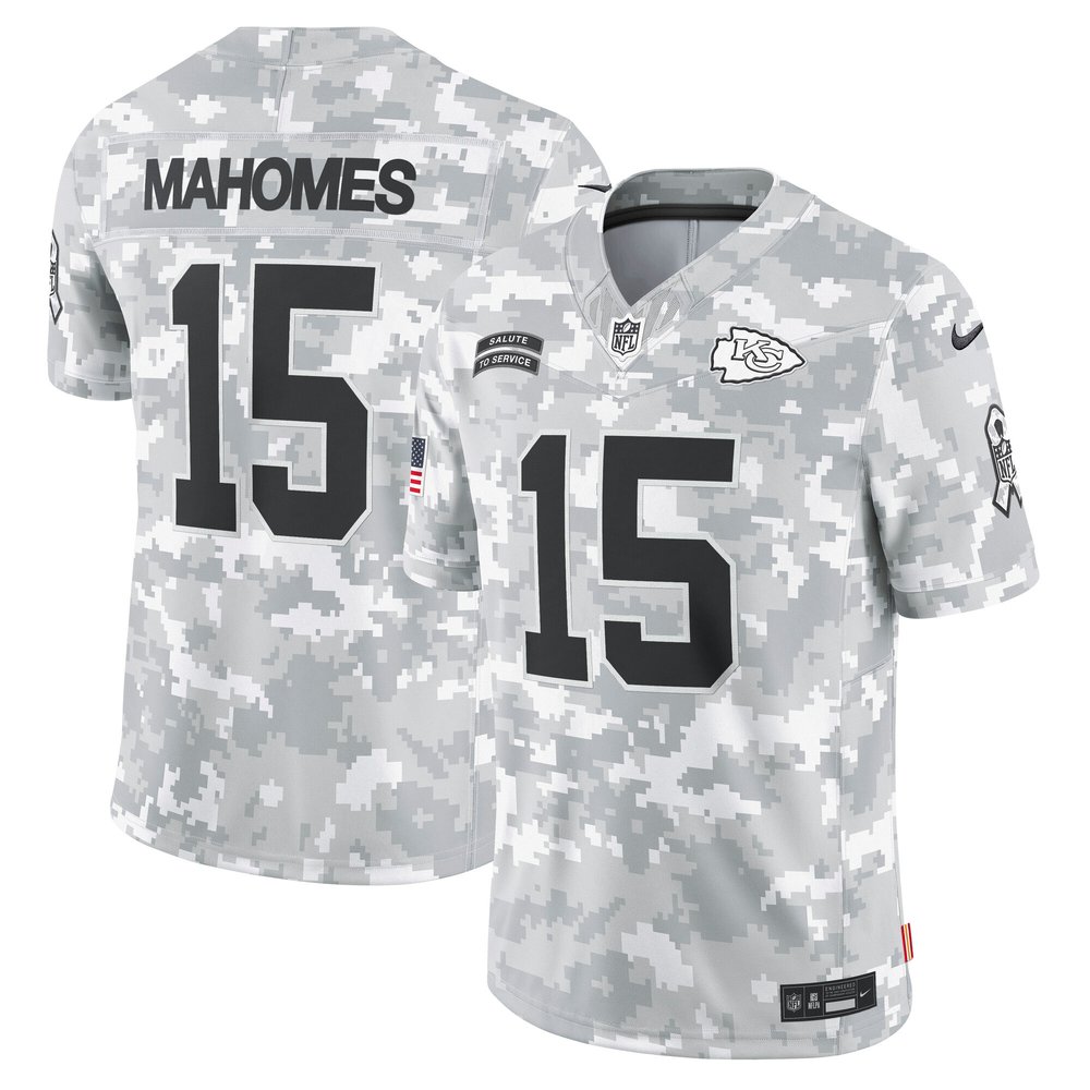 Men's Kansas City Chiefs #15 Patrick MahomesArctic Camo 2024 Salute to Service Limited Jersey