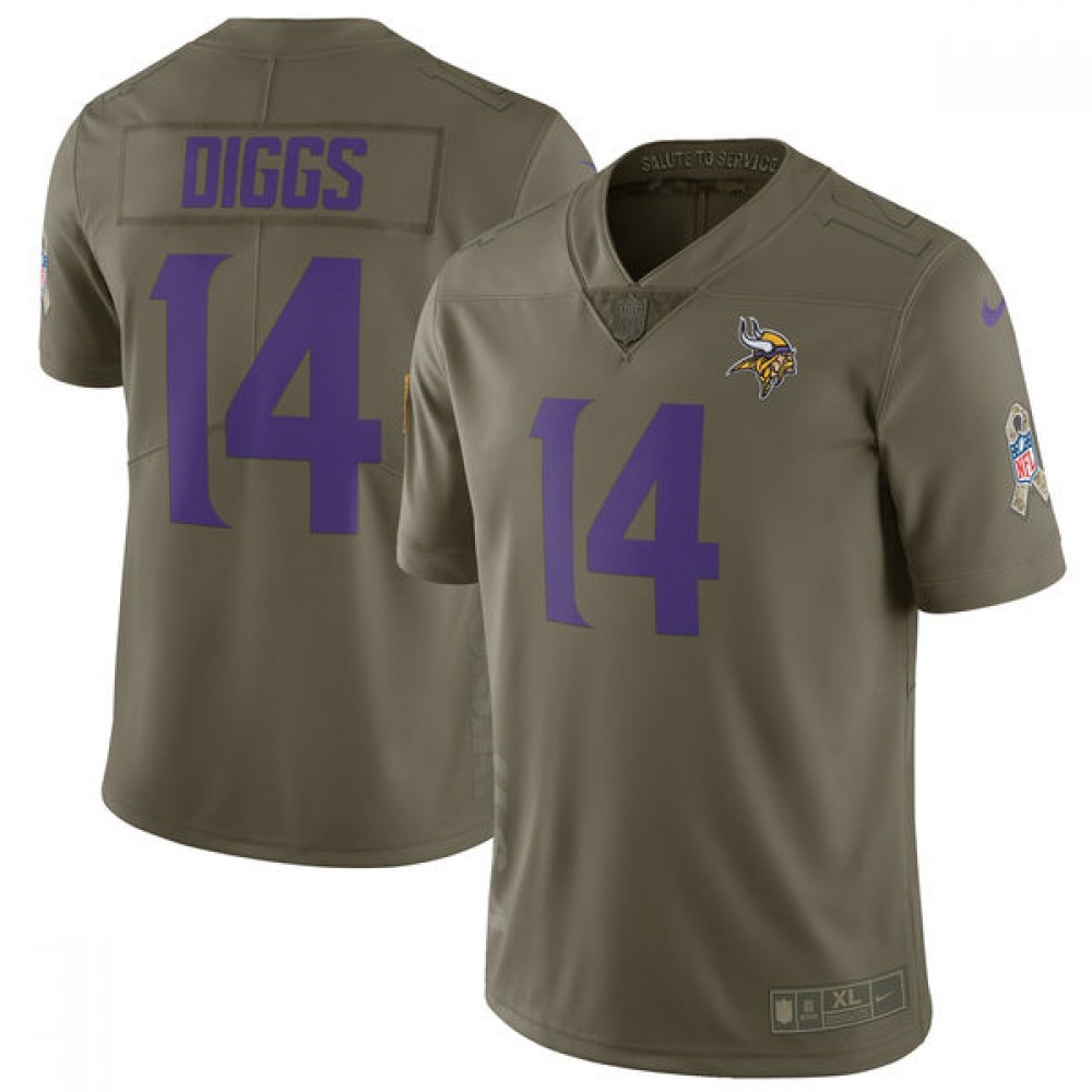 YouthMinnesota Vikings #14 Stefon Diggs Olive Salute To Service Limited Stitched NFL Jersey