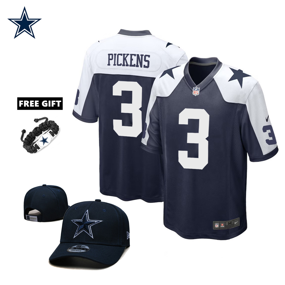 🔥Combo Sale - Dallas Cowboys George Pickens Nike Navy Alternate Game Jersey & New Era Navy Main 9FIFTY Adjustable Hat