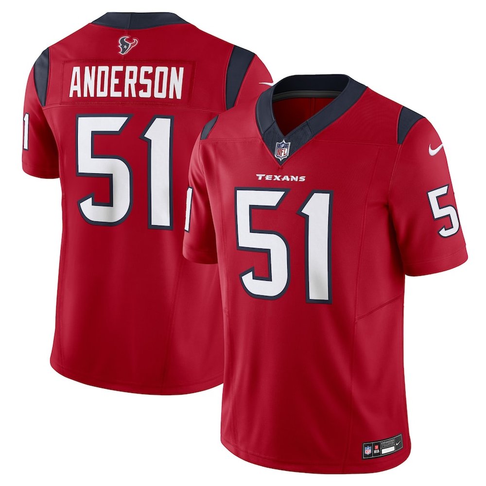 Men'sWill Anderson Jr. Red Houston Texans #51 Vapor F.U.S.E. Limited Jersey