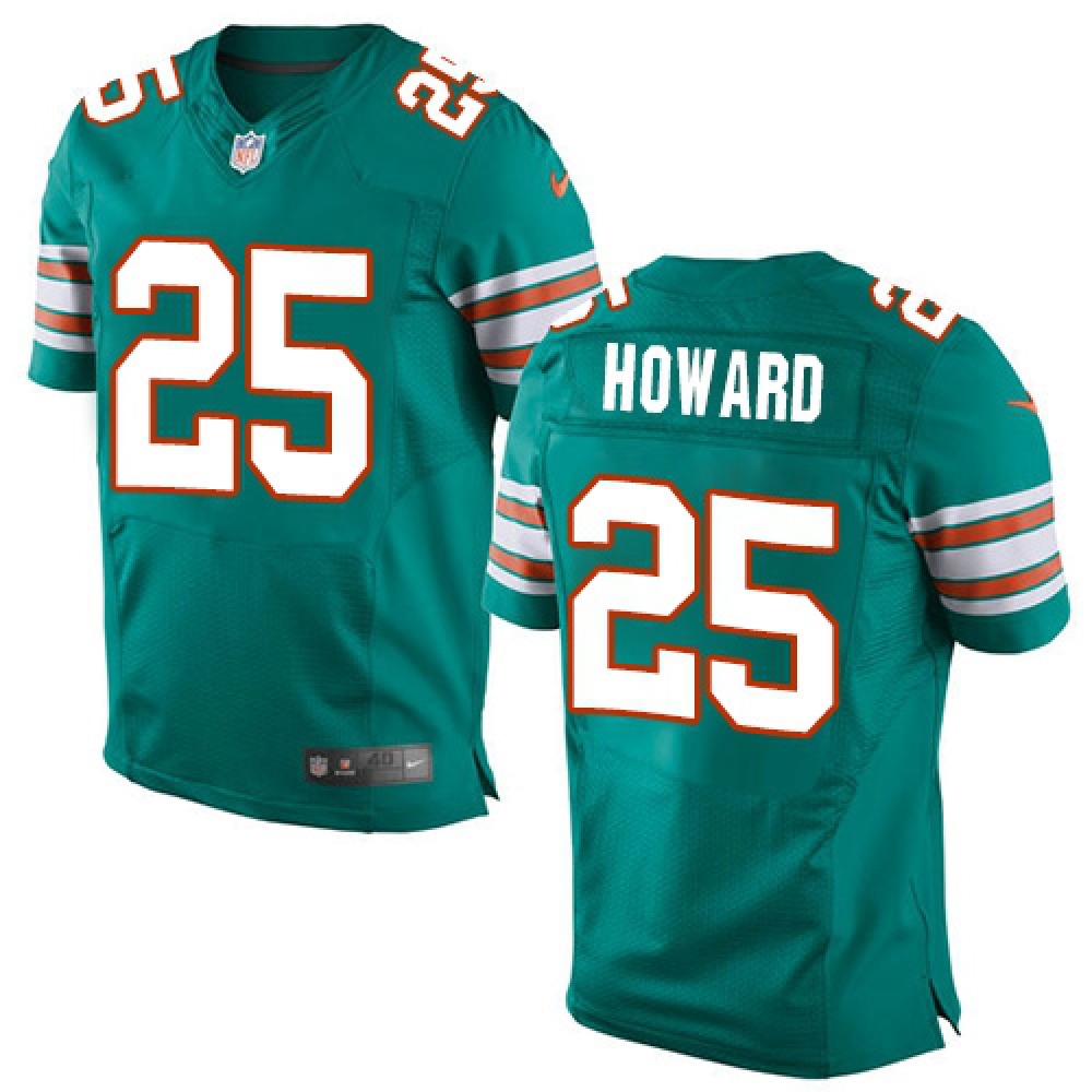 Dolphins #25 Xavien Howard Aqua Green Alternate Men's Stitched NFL Elite Jersey
