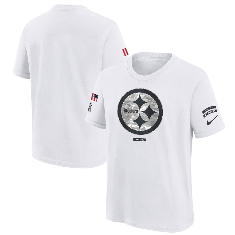 Youth Pittsburgh SteelersWhite 2024 Salute To Service T-Shirt