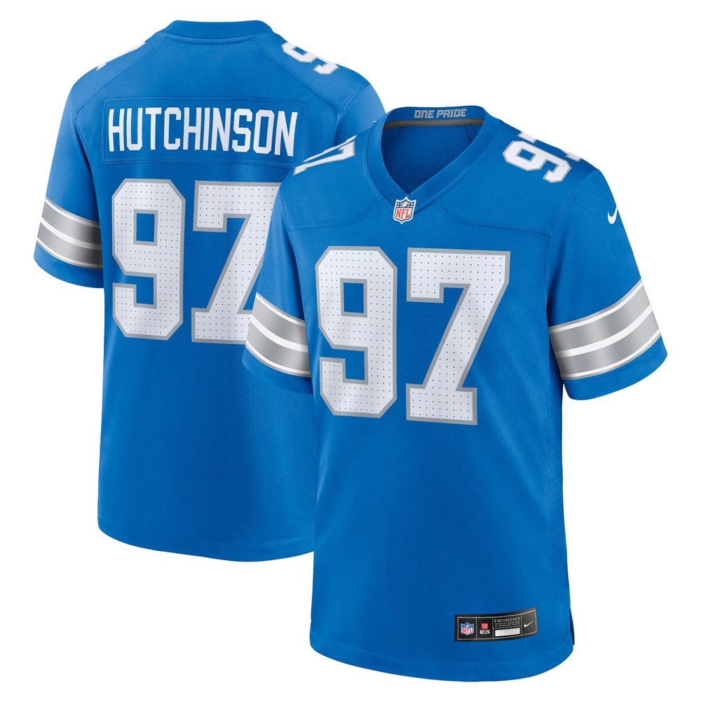 Men's Detroit Lions #97 Aidan HutchinsonBlue Game Jersey