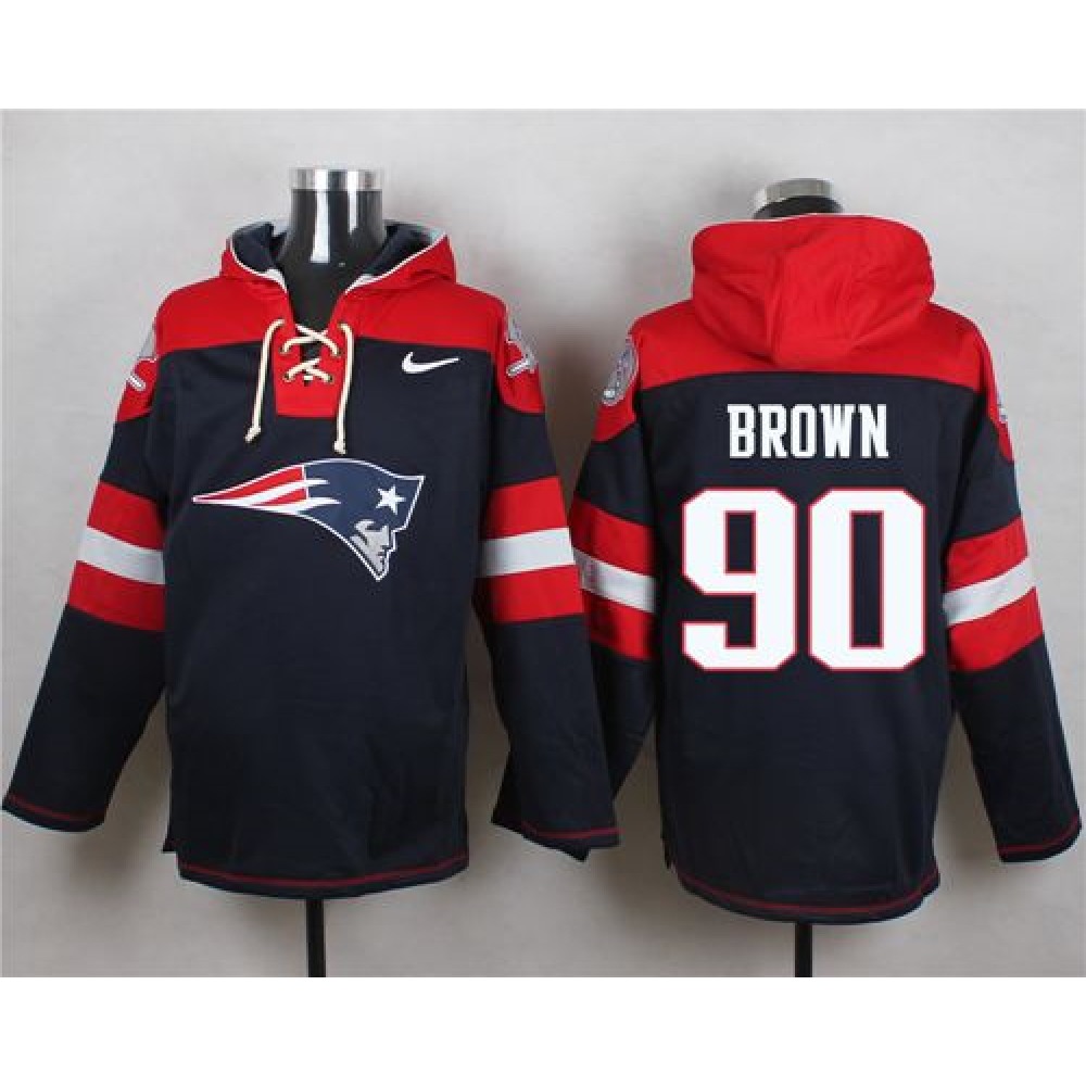Patriots #90 Malcom Brown Navy Blue Player Pullover NFL Hoodie