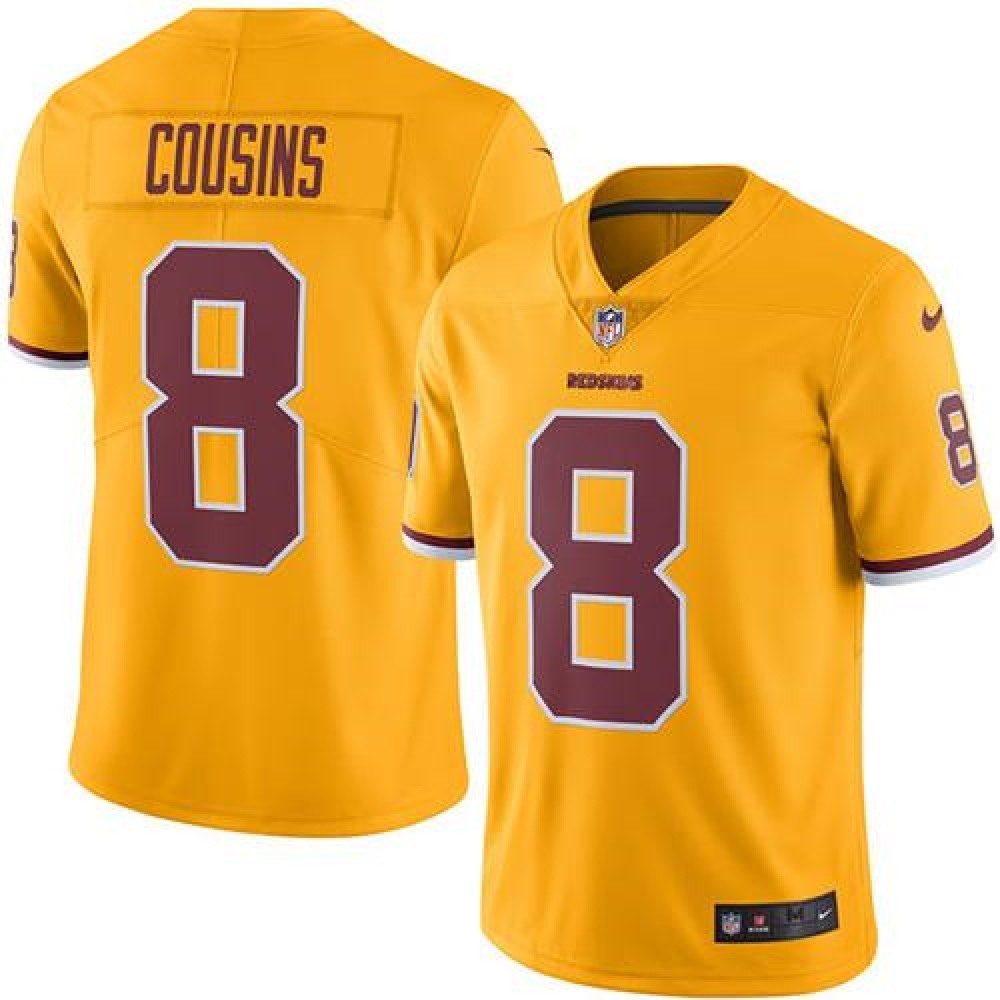 Redskins #8 Kirk Cousins Gold Men's Stitched NFL Limited Rush Jersey
