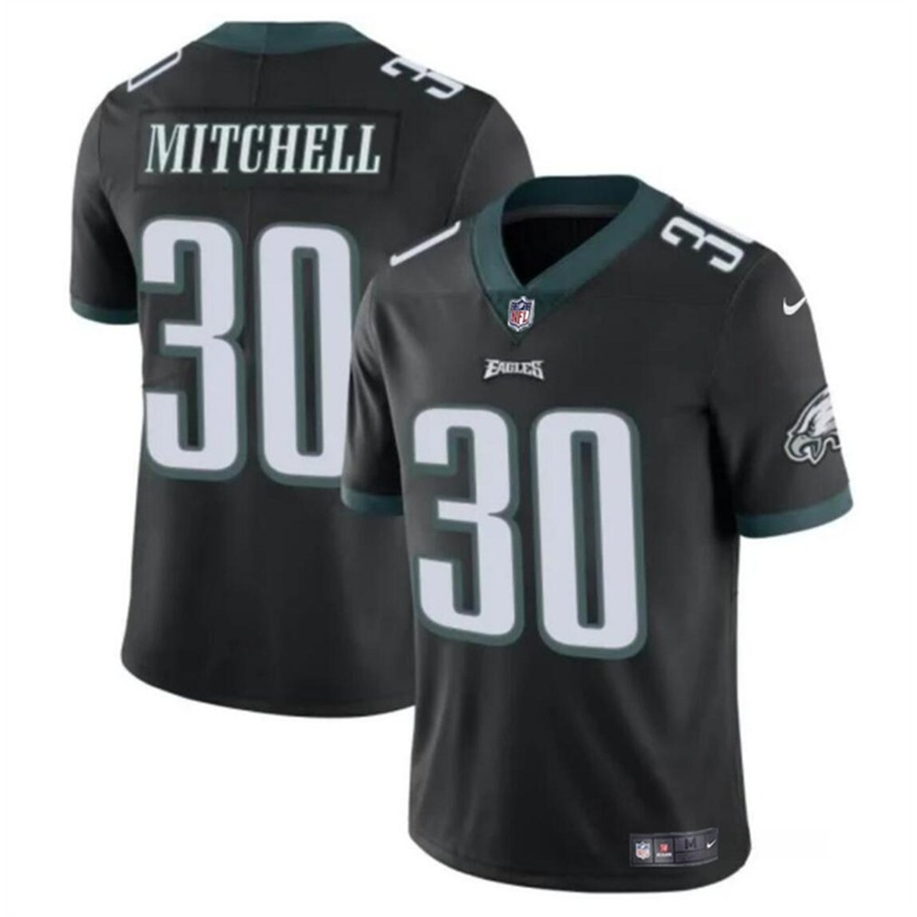 Youth Philadelphia Eagles #30 Quinyon Mitchell Black 2024 DraftVapor Untouchable Limited Stitched Football Jersey