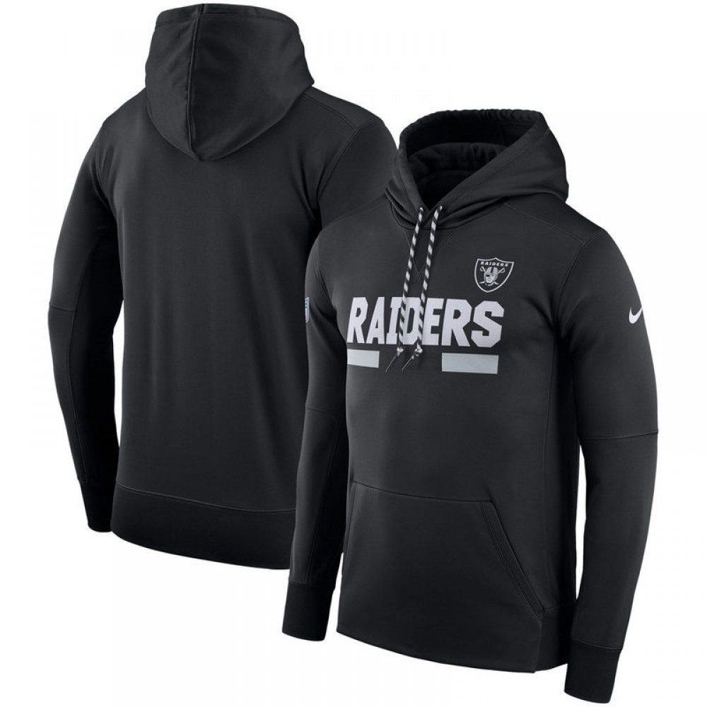 Men's Oakland RaidersBlack Sideline Team Name Performance Pullover Hoodie