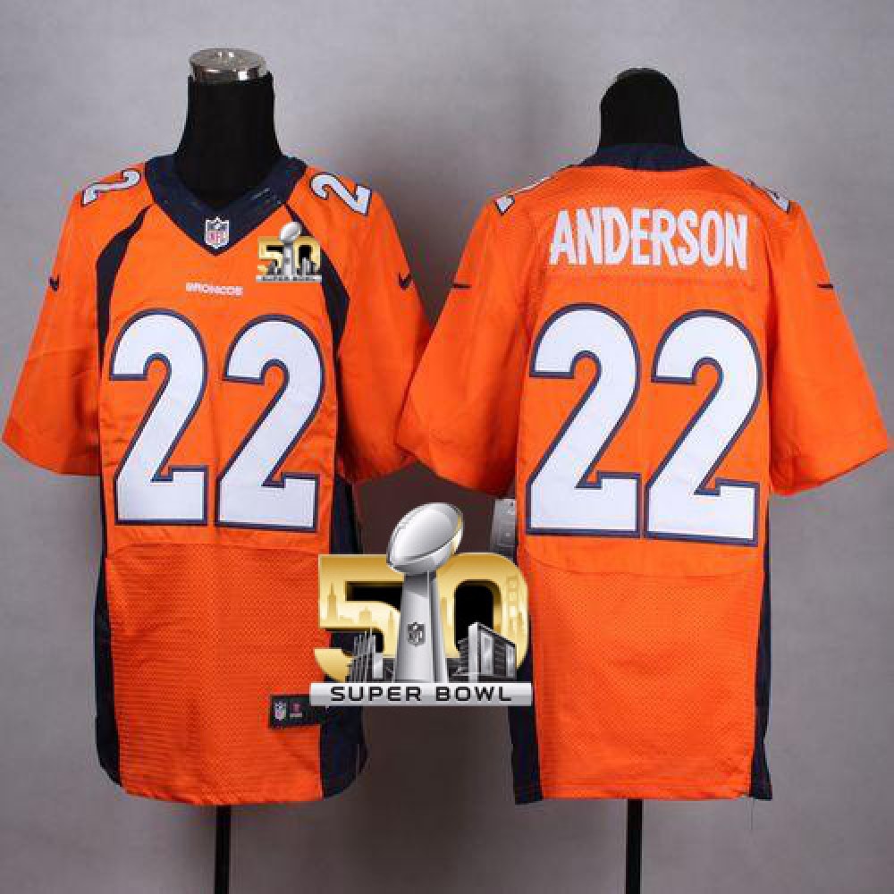 Broncos #22 C.J. Anderson Orange Team Color Super Bowl 50 Men's Stitched NFL New Elite Jersey