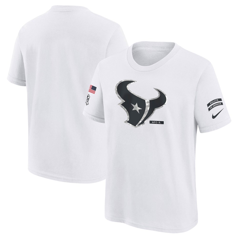 Youth Houston TexansWhite 2024 Salute To Service T-Shirt