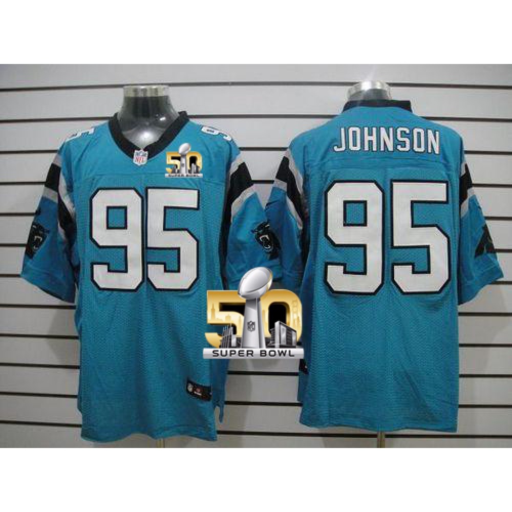 Panthers #95 Charles Johnson Blue Alternate Super Bowl 50 Men's Stitched NFL Elite Jersey