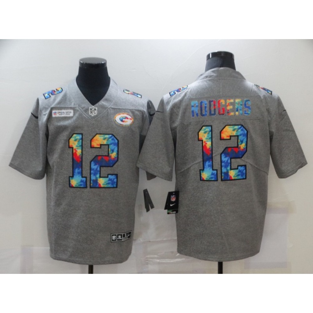 Men's Green Bay Packers #12 Aaron Rodgers 2020 Grey Crucial Catch Limited Stitched Jersey