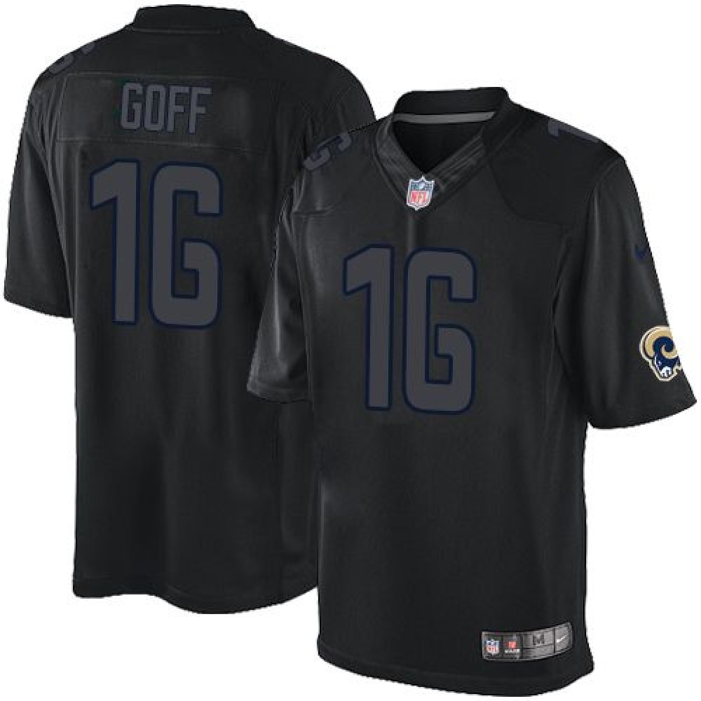 Rams #16 Jared Goff Black Men's Stitched NFL Impact Limited Jersey